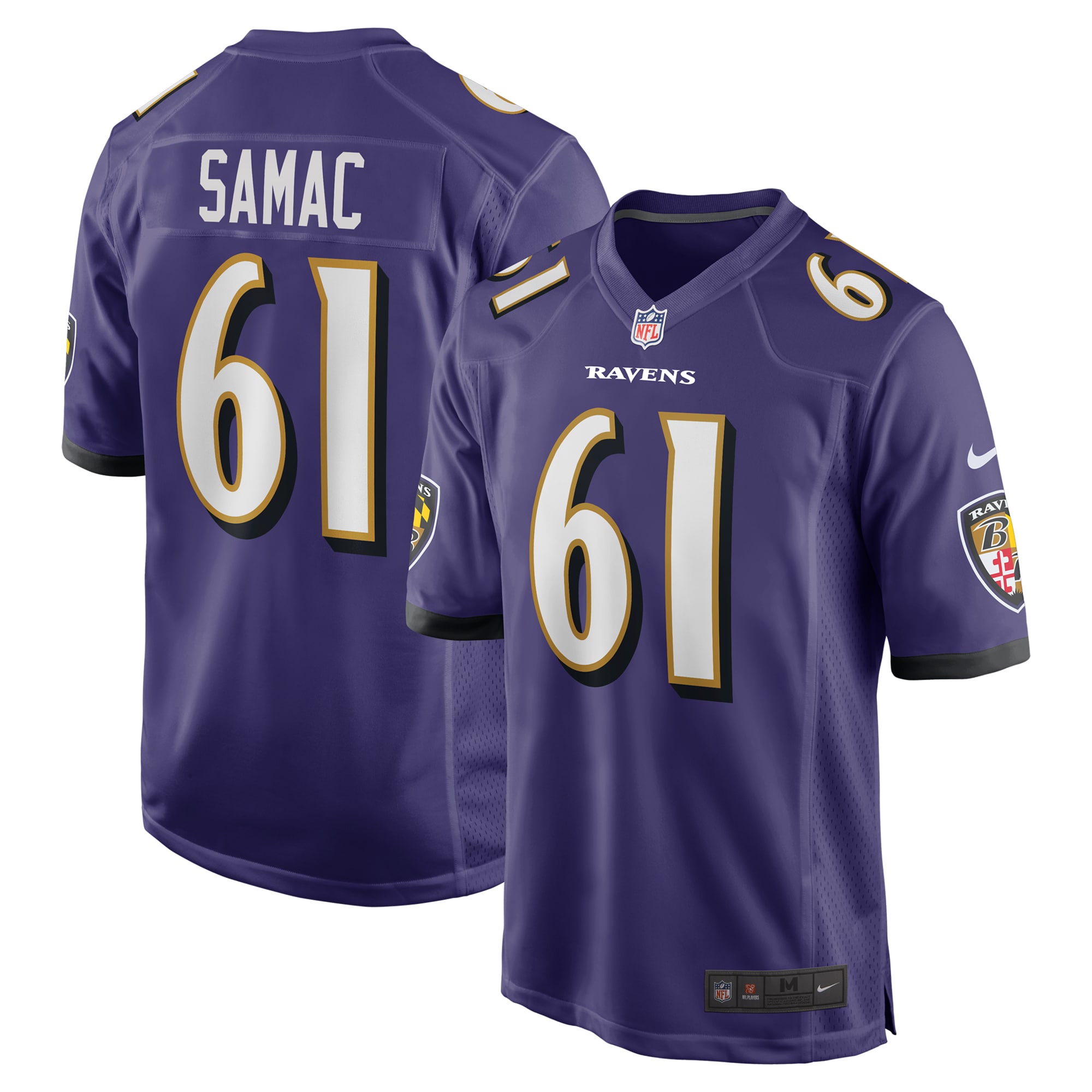 Baltimore Ravens Nick Samac Purple Team Game NFL Jersey Men's