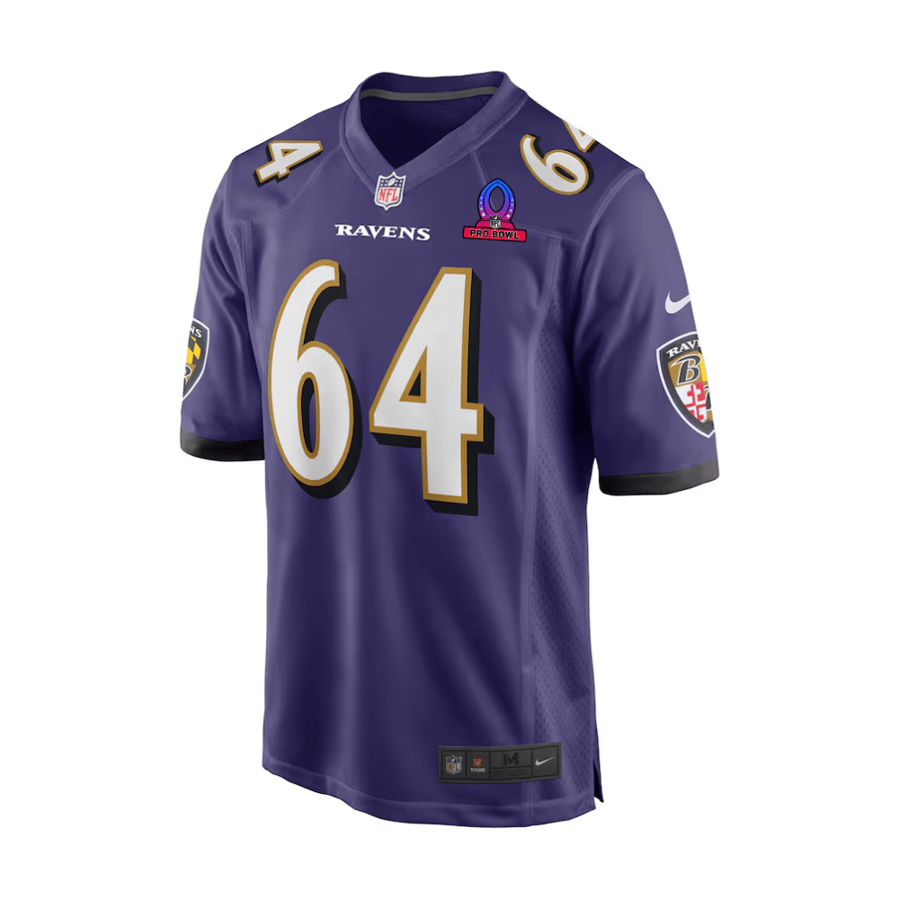 Tyler Linderbaum 64 Baltimore Ravens 2025 Pro Bowl Patch Game Purple NFL Jersey Men's