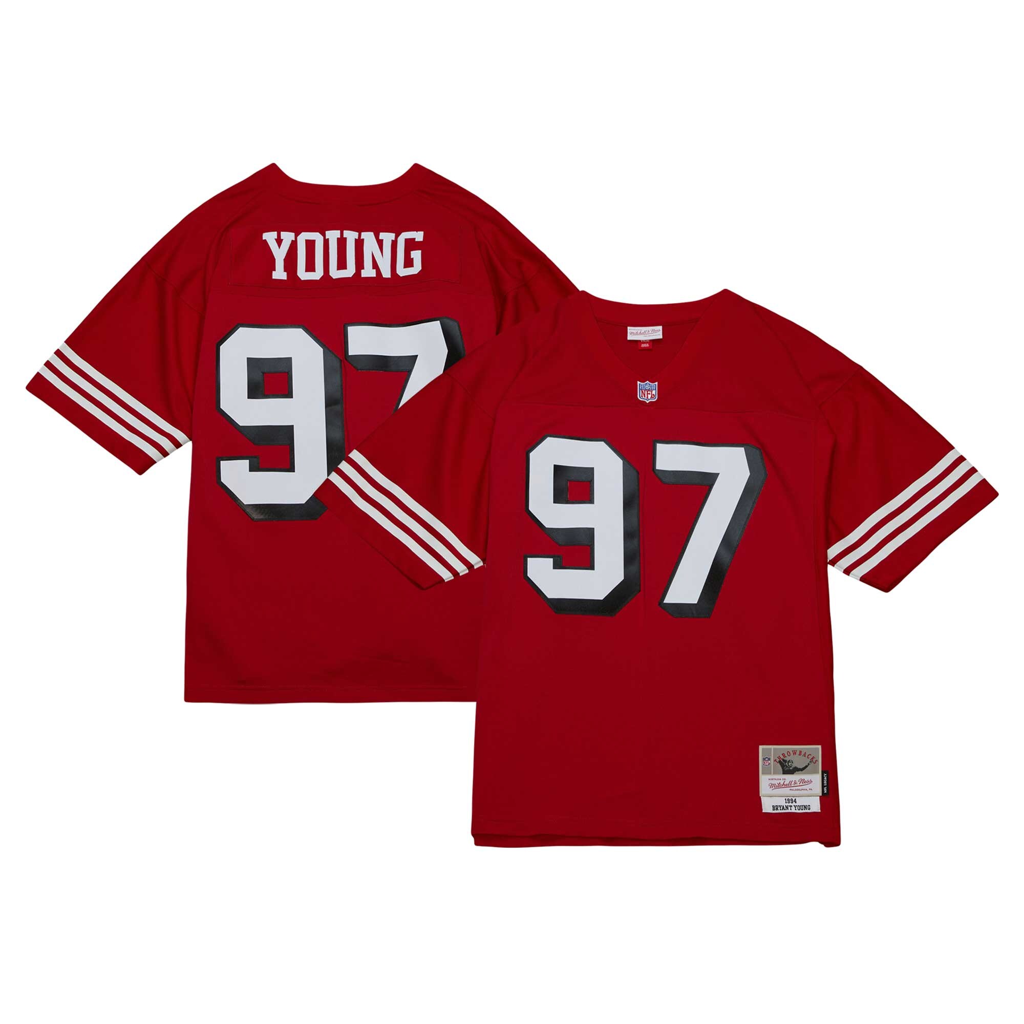San Francisco 49ers Bryant Young Mitchell Ness Scarlet Legacy NFL Jersey Men's