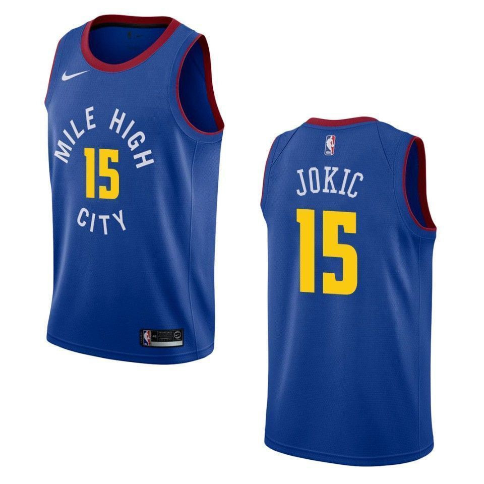 Denver Nuggets 15 Nikola Jokic Statement Swingman Blue NBA Jersey Men's