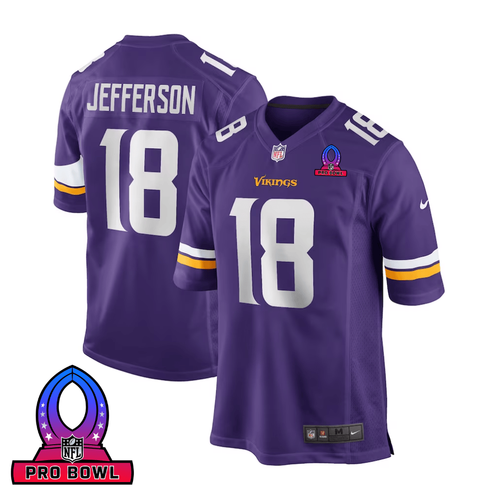 Justin Jefferson 18 Baltimore Ravens 2025 Pro Bowl Patch Game Purple NFL Jersey Men's