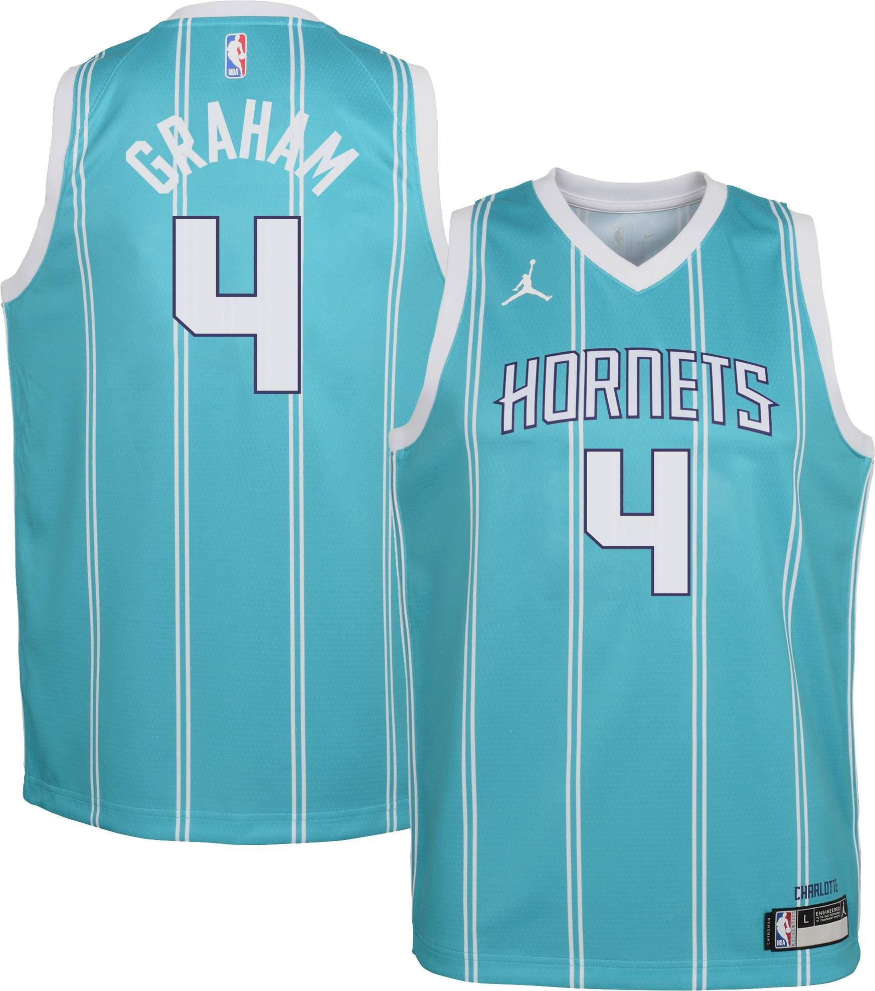 Jorda Charlotte Hornets Devonte' Graham 4 Teal Dri-fit Swingman NBA Jersey Youth