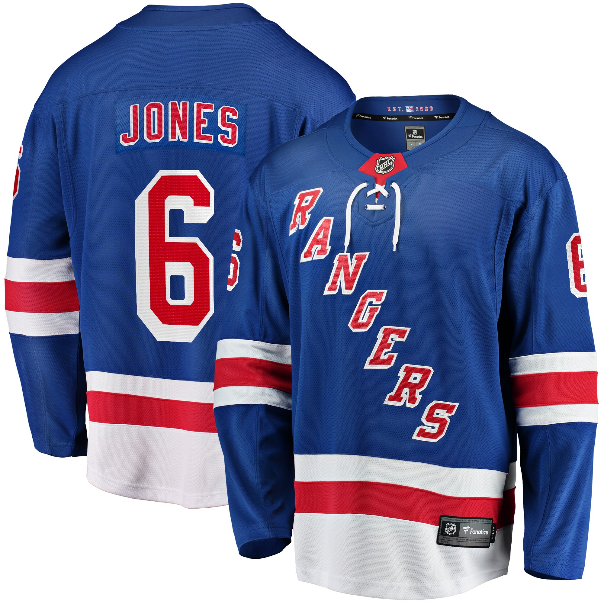 New York Rangers Zac Jones Blue Home Premier Breakaway Player NHL Jersey Men's