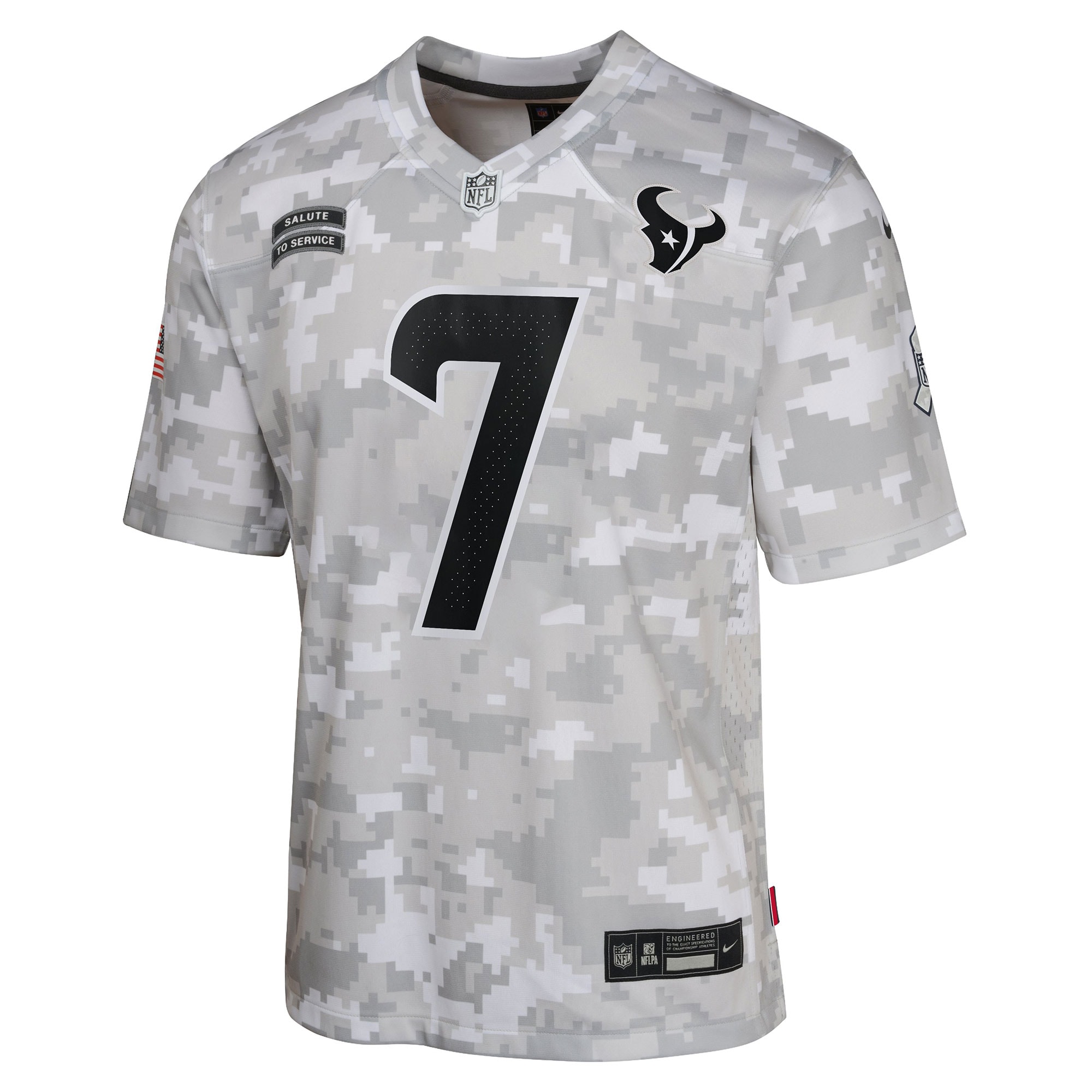 Houston Texans C.J. Stroud Arctic Camo 2024 Salute to Service Game NFL Jersey Youth