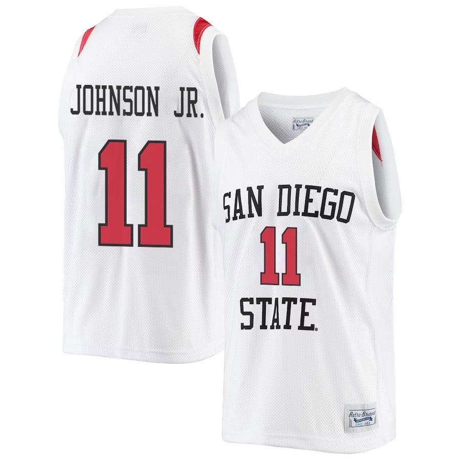 Demarshay Johnson Jr. 11 San Diego State Aztecs 2023- Me White NCAA Jersey Men's