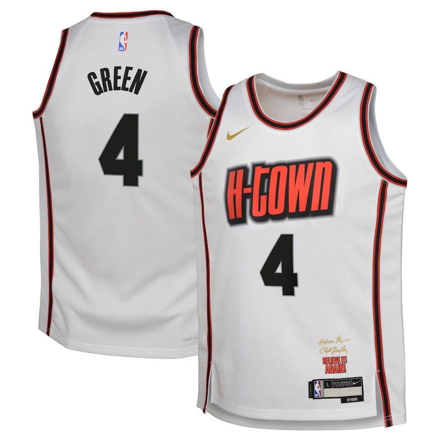 Jalen Green 4 Houston Rockets 2024/25 Swingman Playe City Editio White NBA Jersey Youth