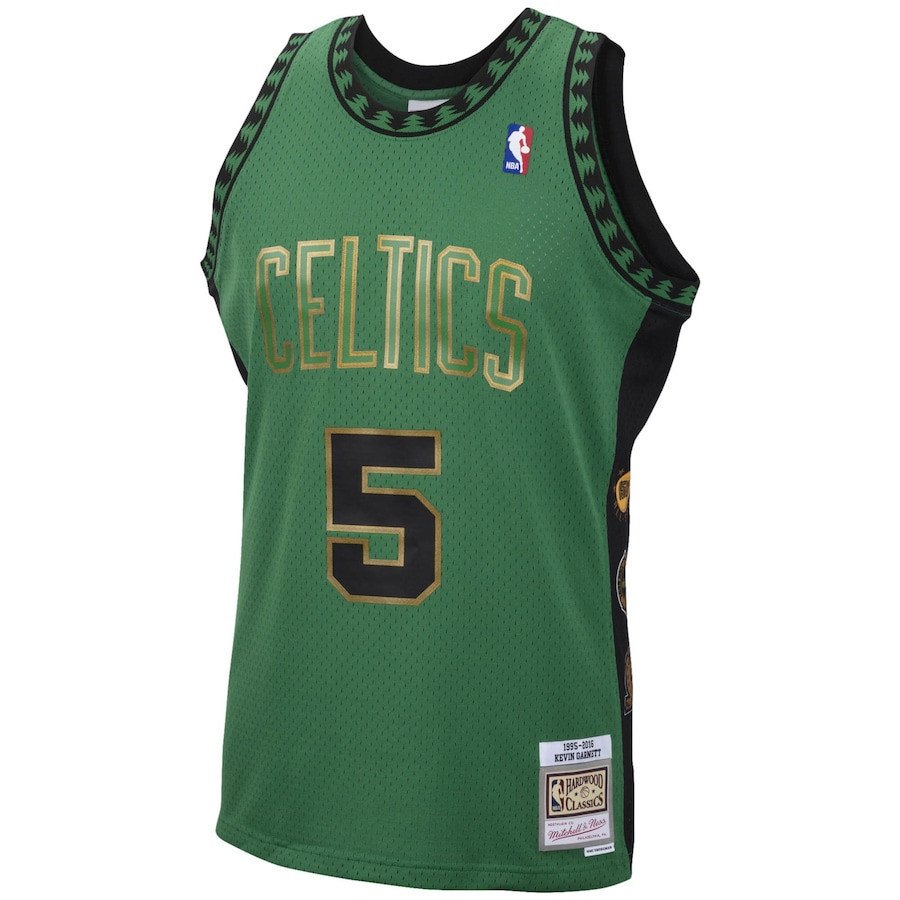Boston Celtics Kevin Garnett 5 Hall of Fame Swingman By Mitchell Ness Green NBA Jersey Men's