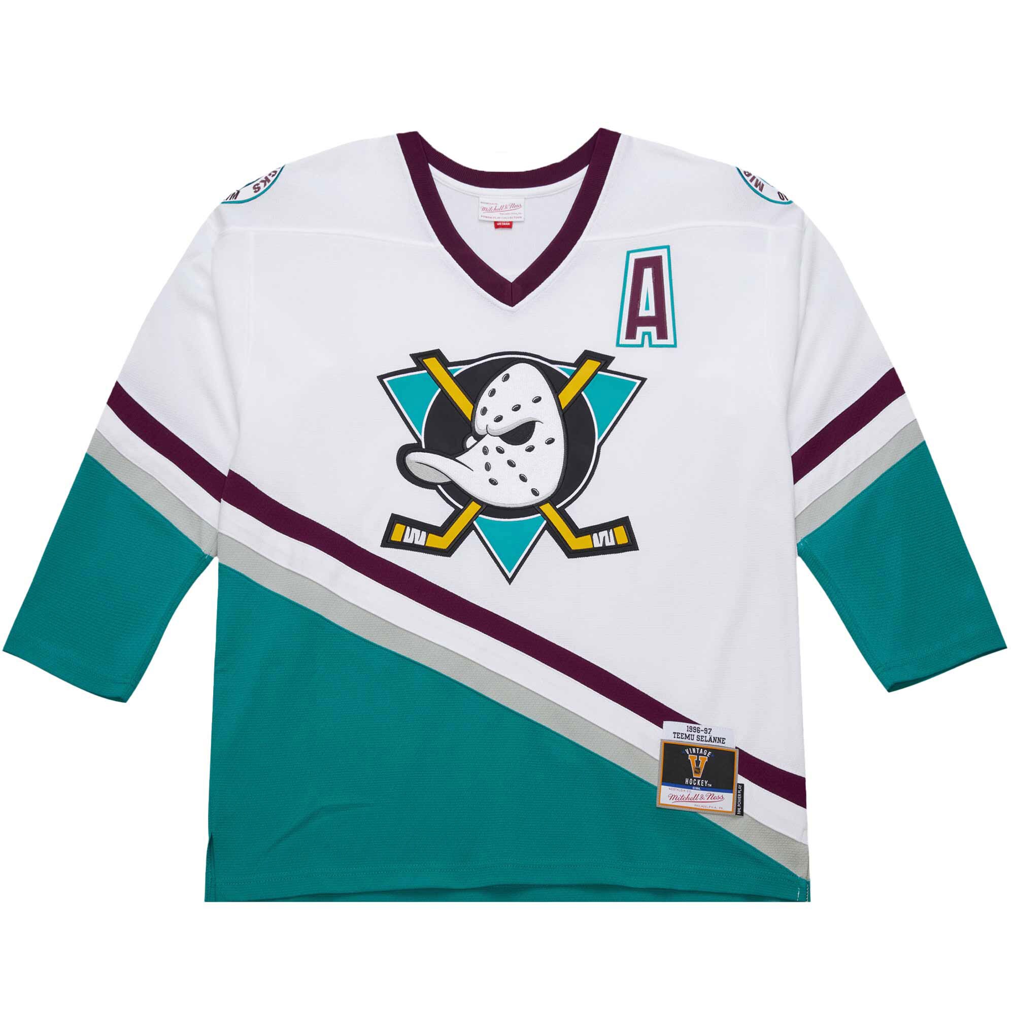 Anaheim Ducks Teemu Selanne White 1996-97 Power Play NHL Jersey Men's