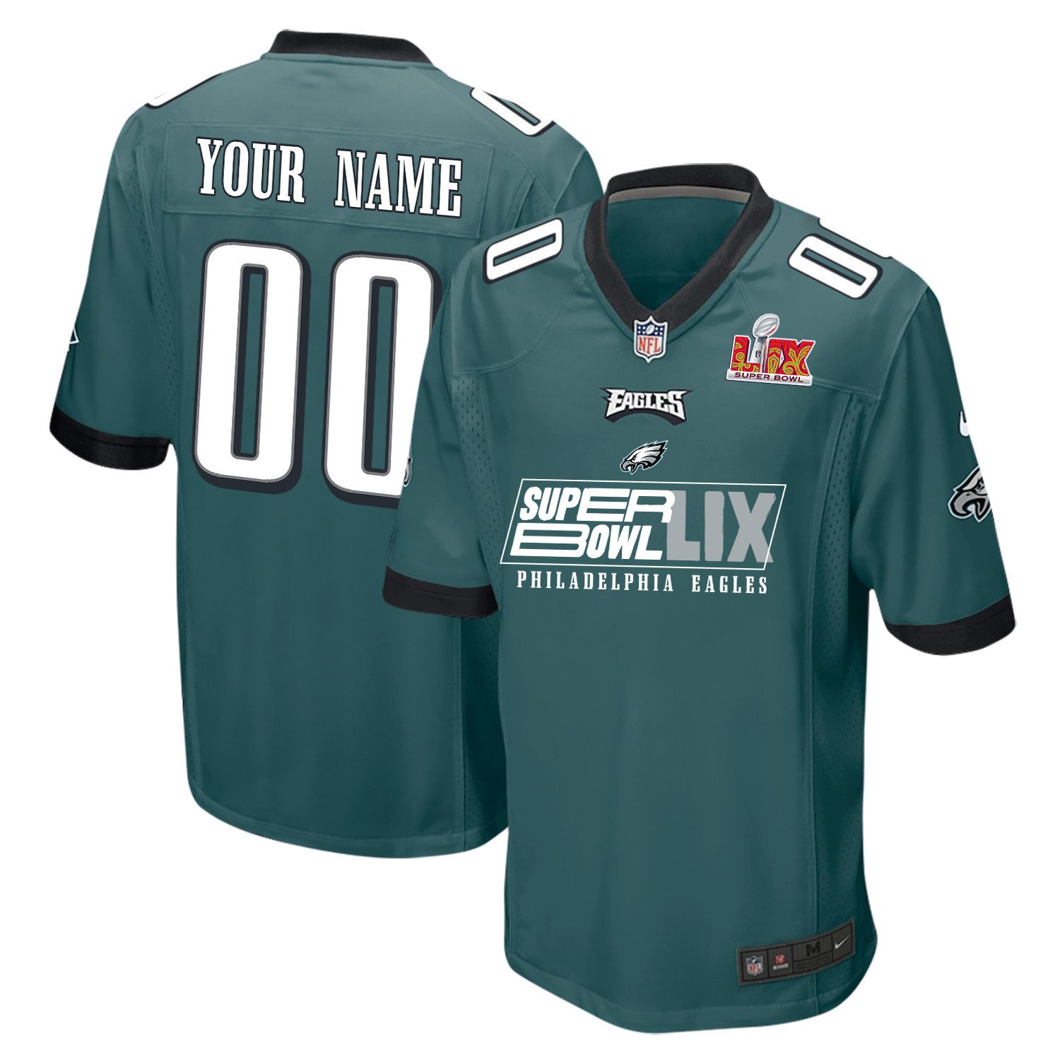 Philadelphia Eagles Super Bowl LIX Game Midnight Green NFL Jersey Men's