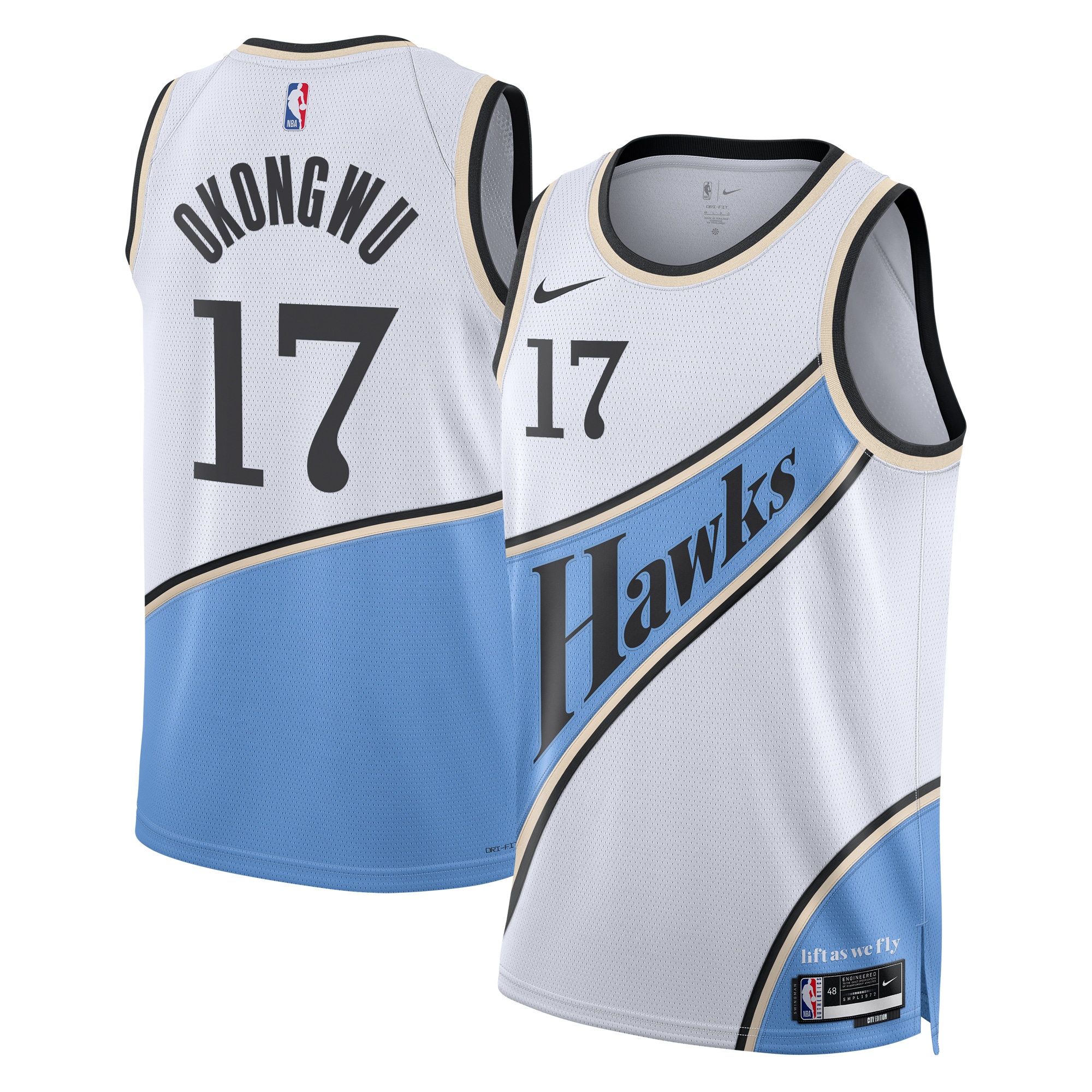 Camiseta City Edition Swingman de los Atlanta Hawks 2024 Blanco Onyeka Okongw Unisex NBA Jersey Unisex