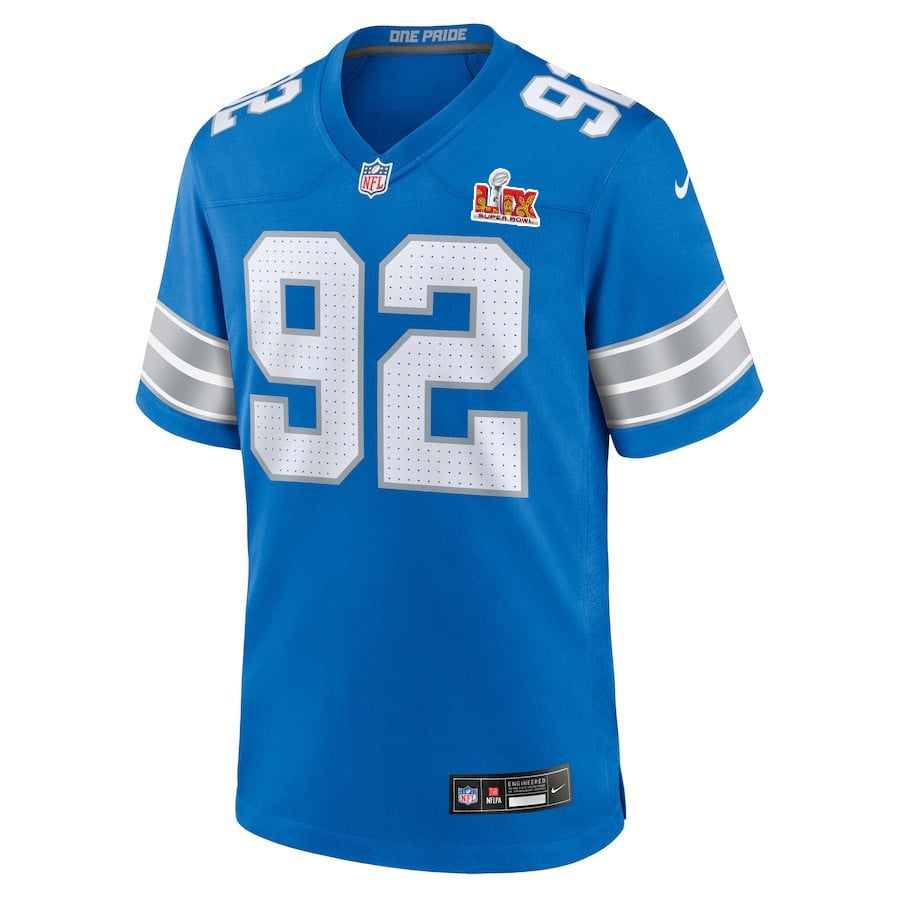 Marcus Davenport #92 Detroit Lions Super Bowl LIX Blue NFL Jersey Youth
