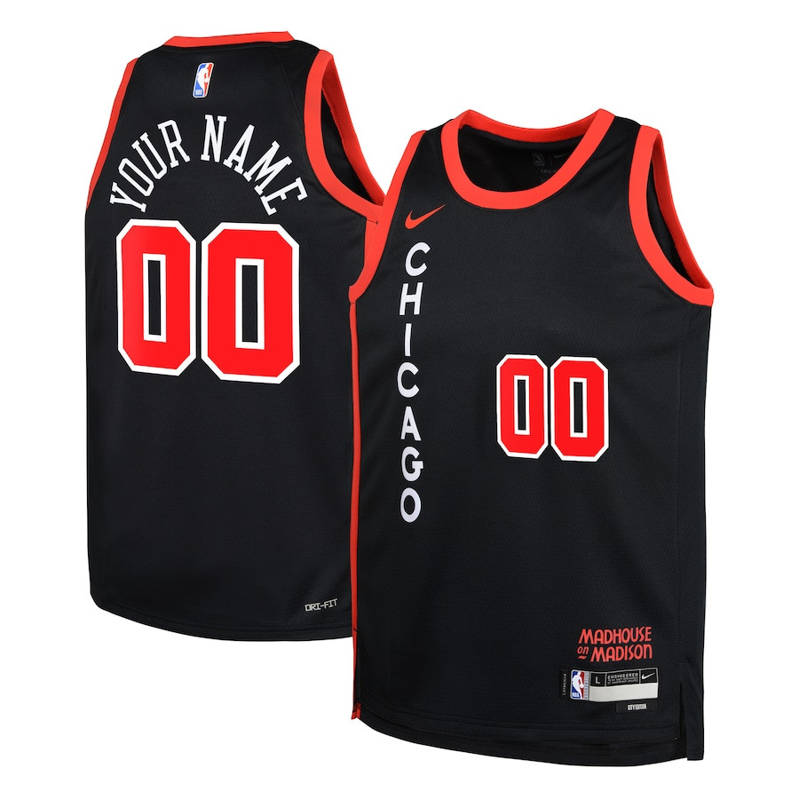Chicago Bulls 2023/24 City Edition Swingman Custom Black NBA Jersey Youth