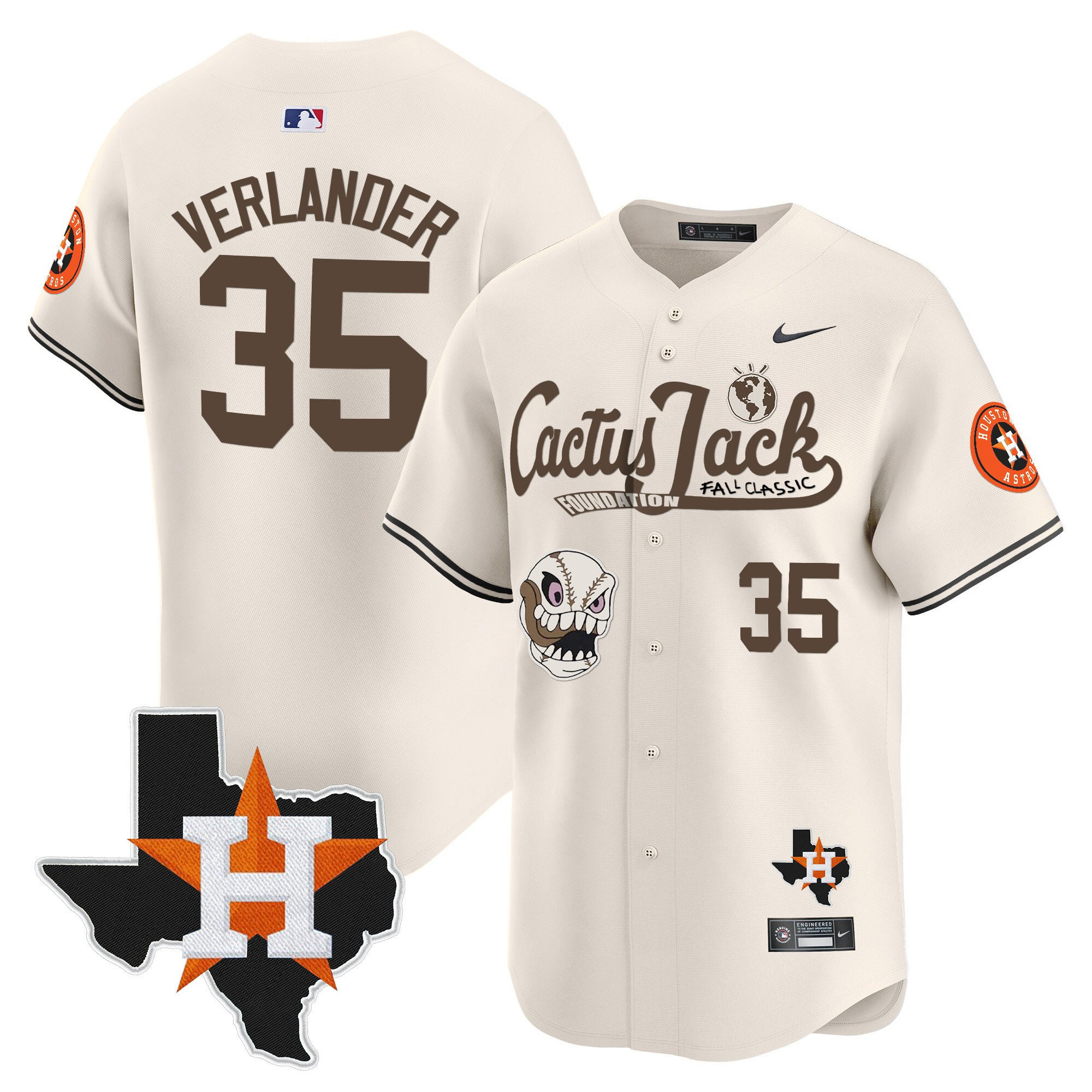 Justin Verlander 35 Houston Astros Cactus Jack Foundation Fall Classic Limited Men MLB Jersey Men's