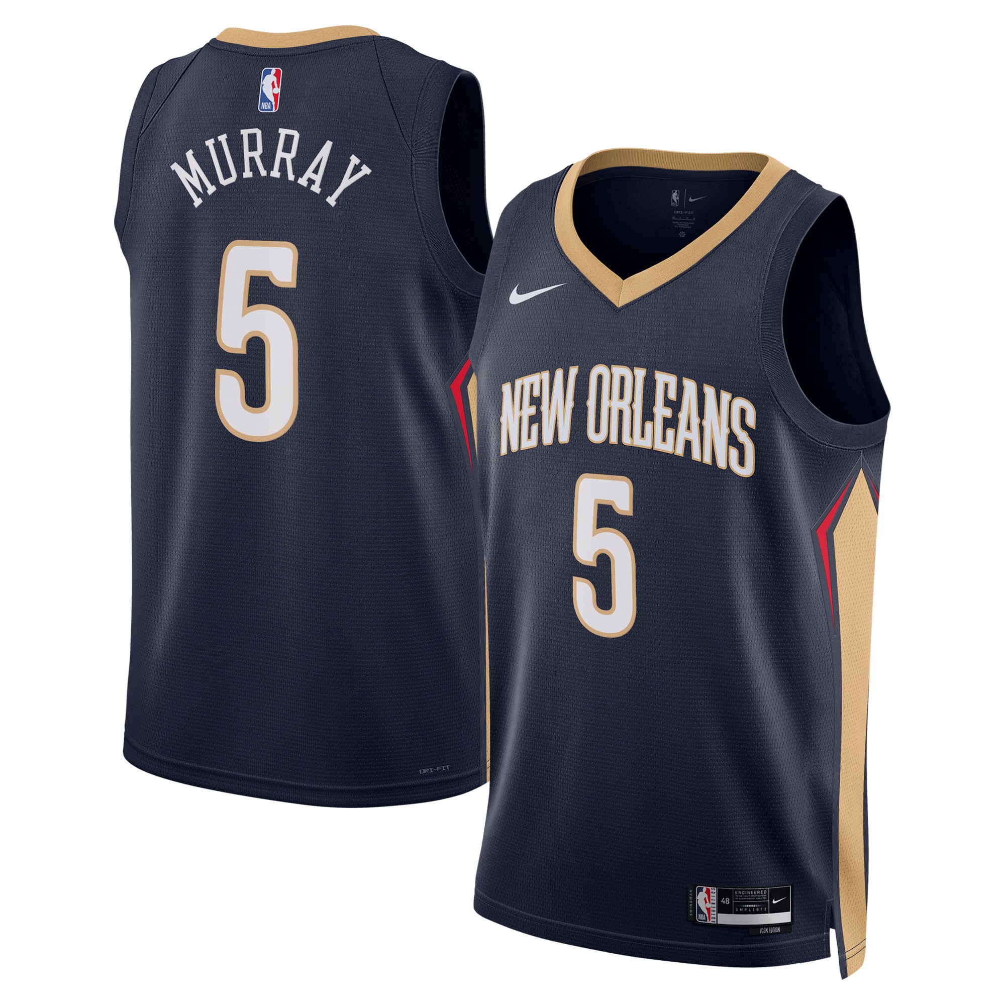 New Orleans Pelicans Icon Edition Swingman Navy Dejounte Murra Unisex NBA Jersey Unisex