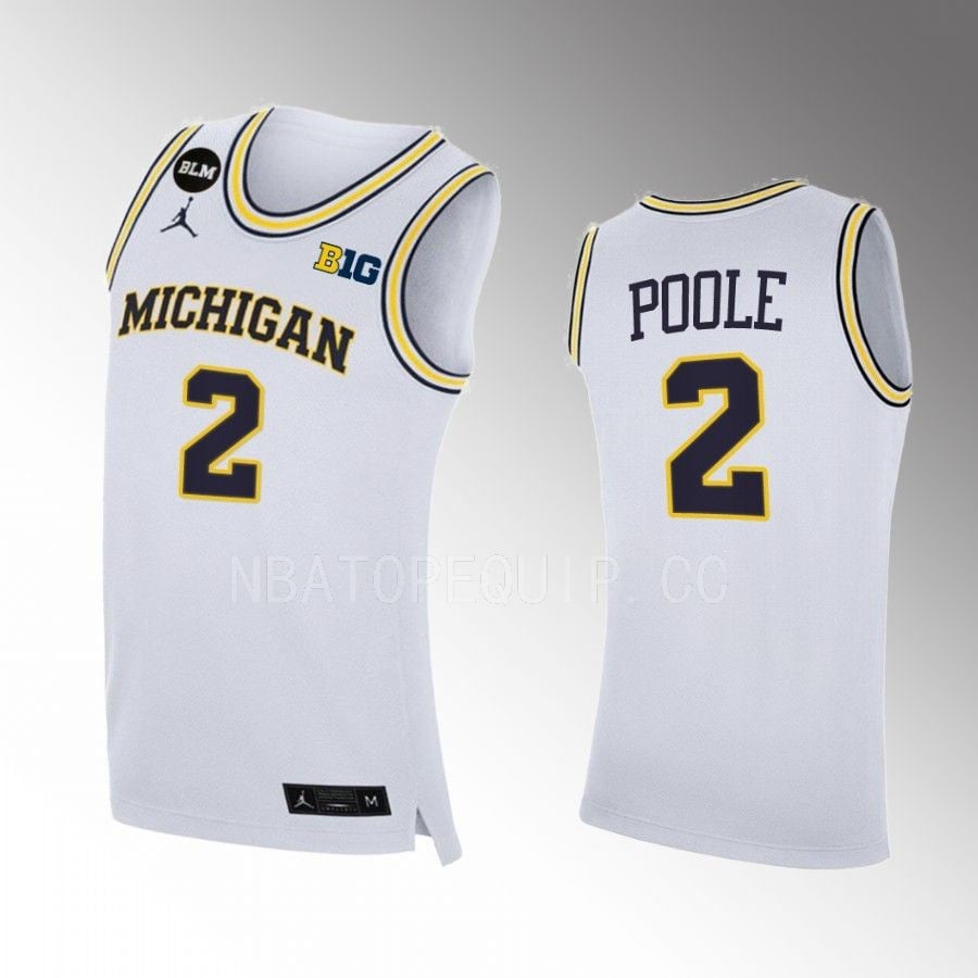Jordan Poole 2 Michigan Wolverine White College NCAA Jersey Men's