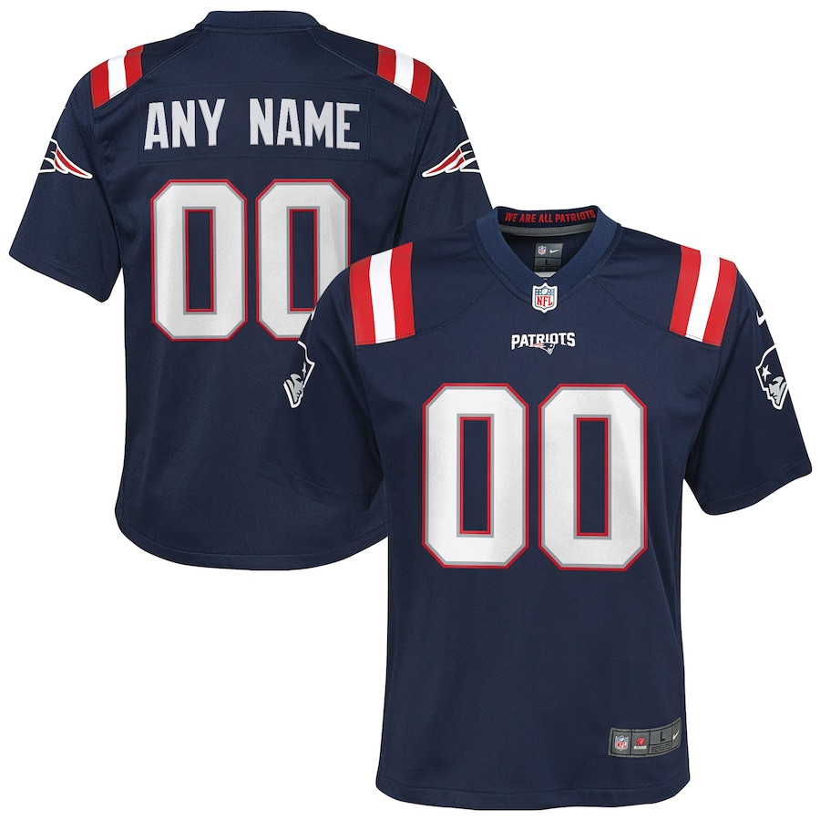 New England Patriots Custom Game Navy NFL Jersey Youth