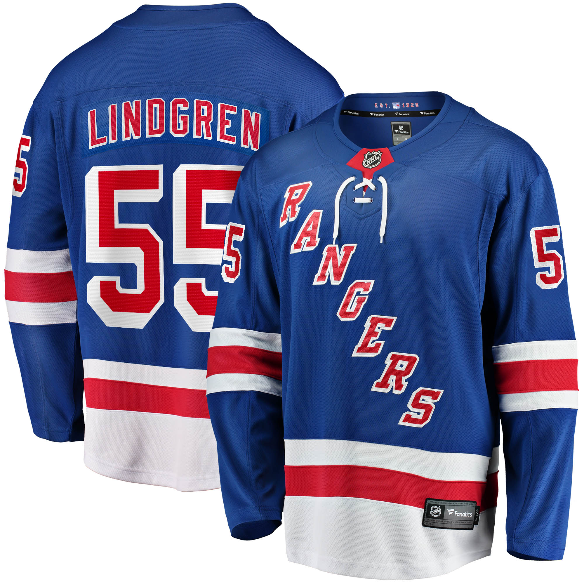 New York Rangers Ryan Lindgren Blue Home Breakaway NHL Jersey Men's