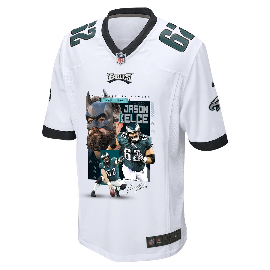 Jason Kelce 62 Philadelphia Eagles The Fat Bat Game White NFL Jersey Men's