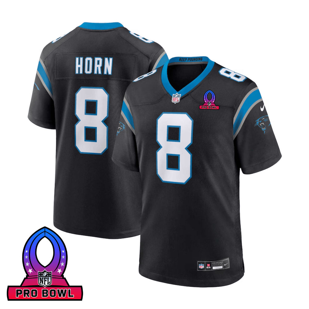 Jaycee Horn 8 Carolina Panthers 2025 Pro Bowl Patch Game Black NFL Jersey Men's