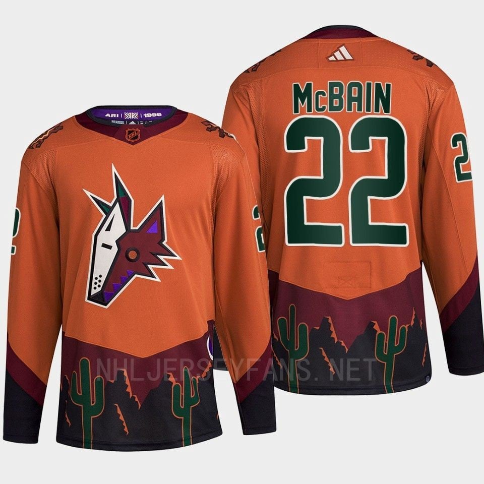 Arizona Coyotes 2022 Reverse Retro 2.0 Jack McBain 22 Orange Primegreen NHL Jersey Men's