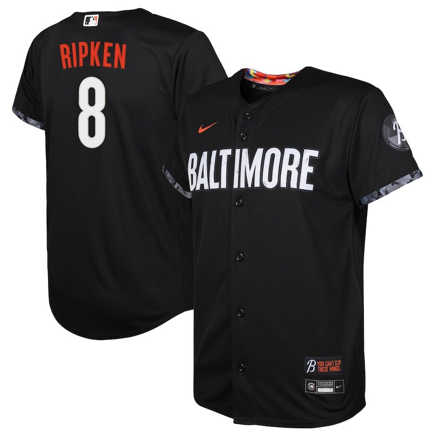 Cal Ripken 8 Baltimore Orioles 2023 City Connect Black MLB Jersey Youth