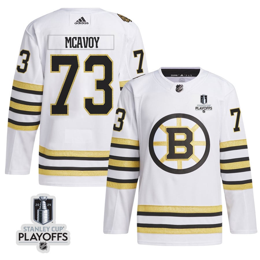 Charlie McAvoy 73 Boston Bruins 2024 Playoffs Patch Away White NHL Jersey Men's
