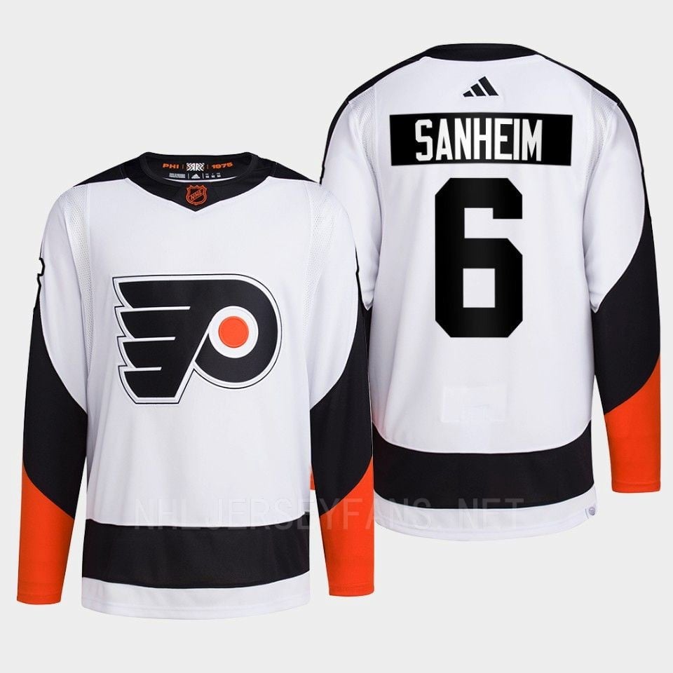 Philadelphia Flyers 2022 Reverse Retro 2.0 Travis Sanheim 6 White Primegreen NHL Jersey Men's