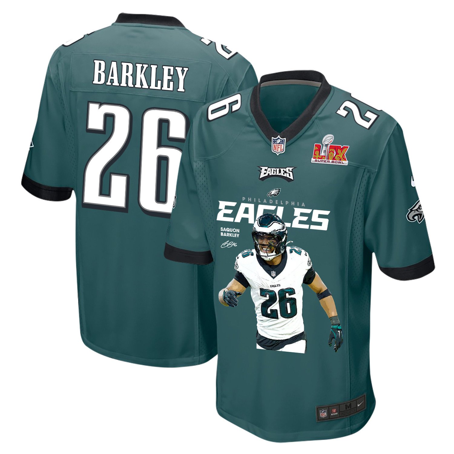 Saquon Barkley 26 Philadelphia Eagles Say-Say' Game Midnight Green NFL Jersey Men's