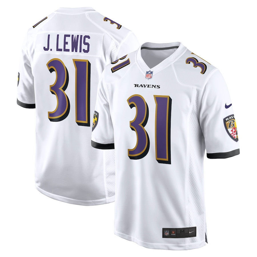 Jamal Lewis 31 Baltimore Ravens Retired Game White NFL Jersey Men's