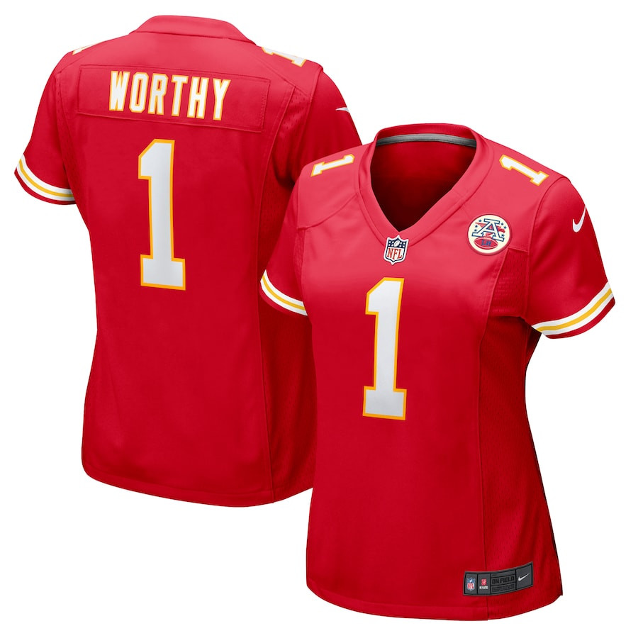 Xavier Worthy 1 Kansas City Chiefs Game Red NFL Jersey Women's