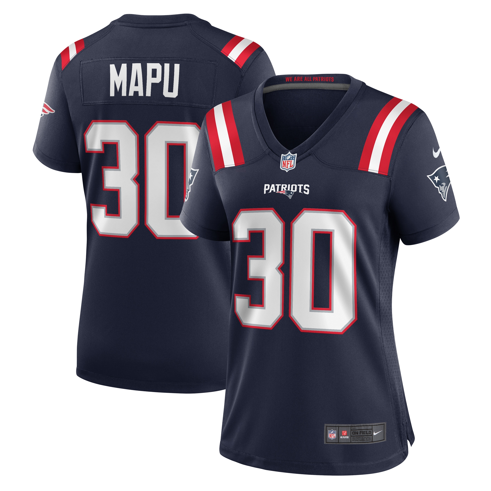 New England Patriots Marte Mapu Navy Team Game NFL Jersey Women's