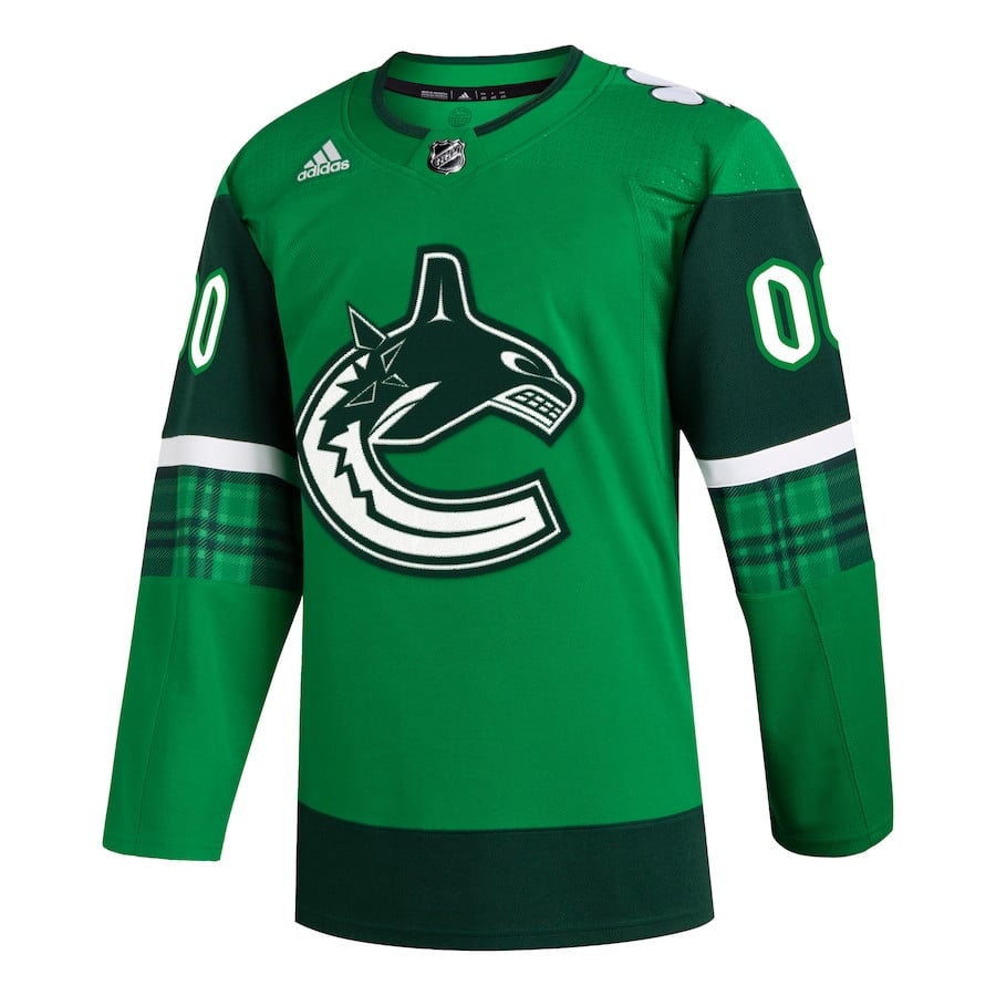 Vancouver Canucks St. Patrick's Day Custom Kelly Green NHL Jersey Men's