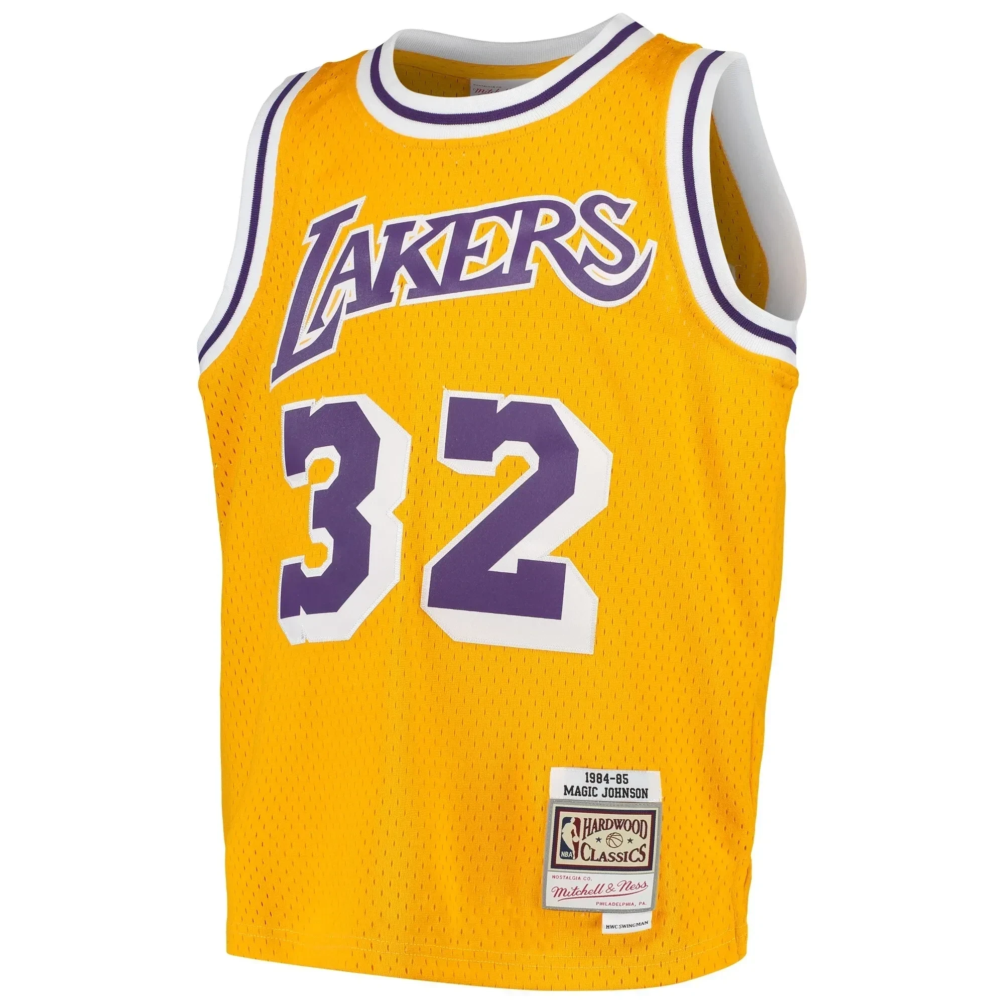 Magic Johnson Los Angeles Lakers Mitchell&Nes Swingman Throwback Gold NBA Jersey Youth