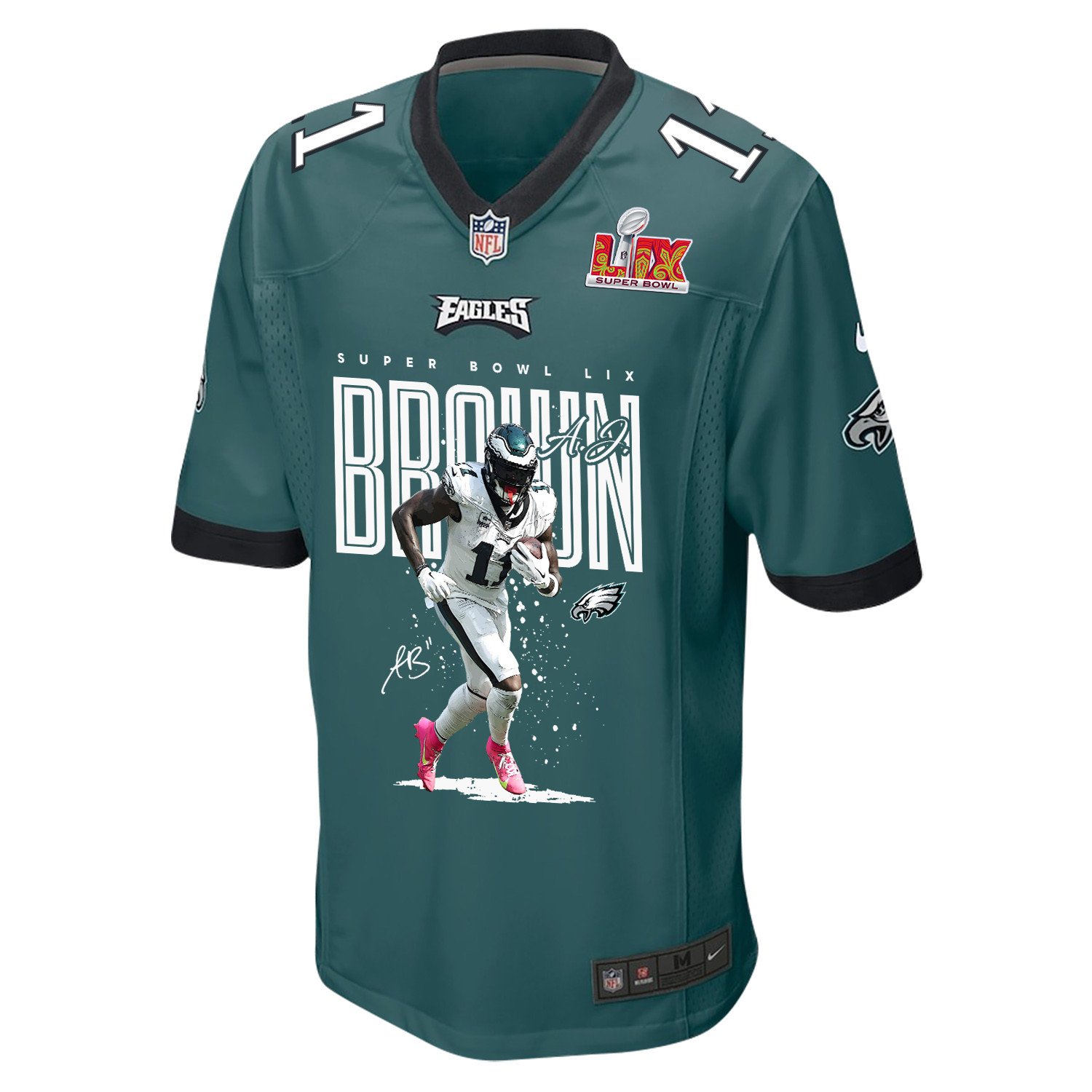 A.J. Brown 11 Philadelphia Eagles A.J.'s TD Tango' Game Midnight Green NFL Jersey Men's