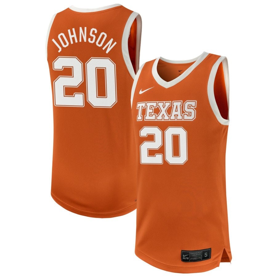 Tre Johnson 20 Texas Longhorns NIL Texas Orange NCAA Jersey Men's