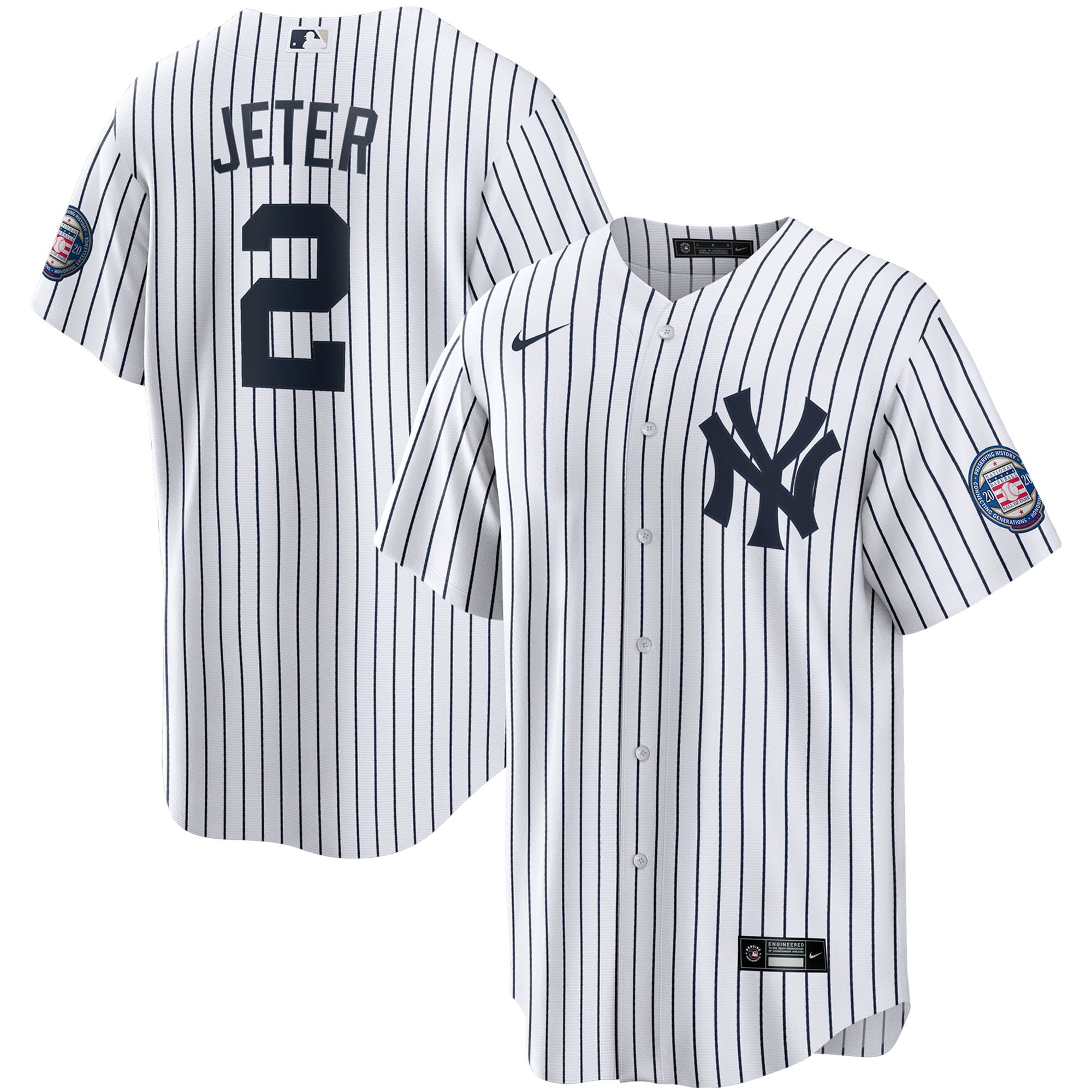 New York Yankees Derek Jeter White/Navy 2020 Hall of Fame Induction Home Player Name MLB Jersey Men's