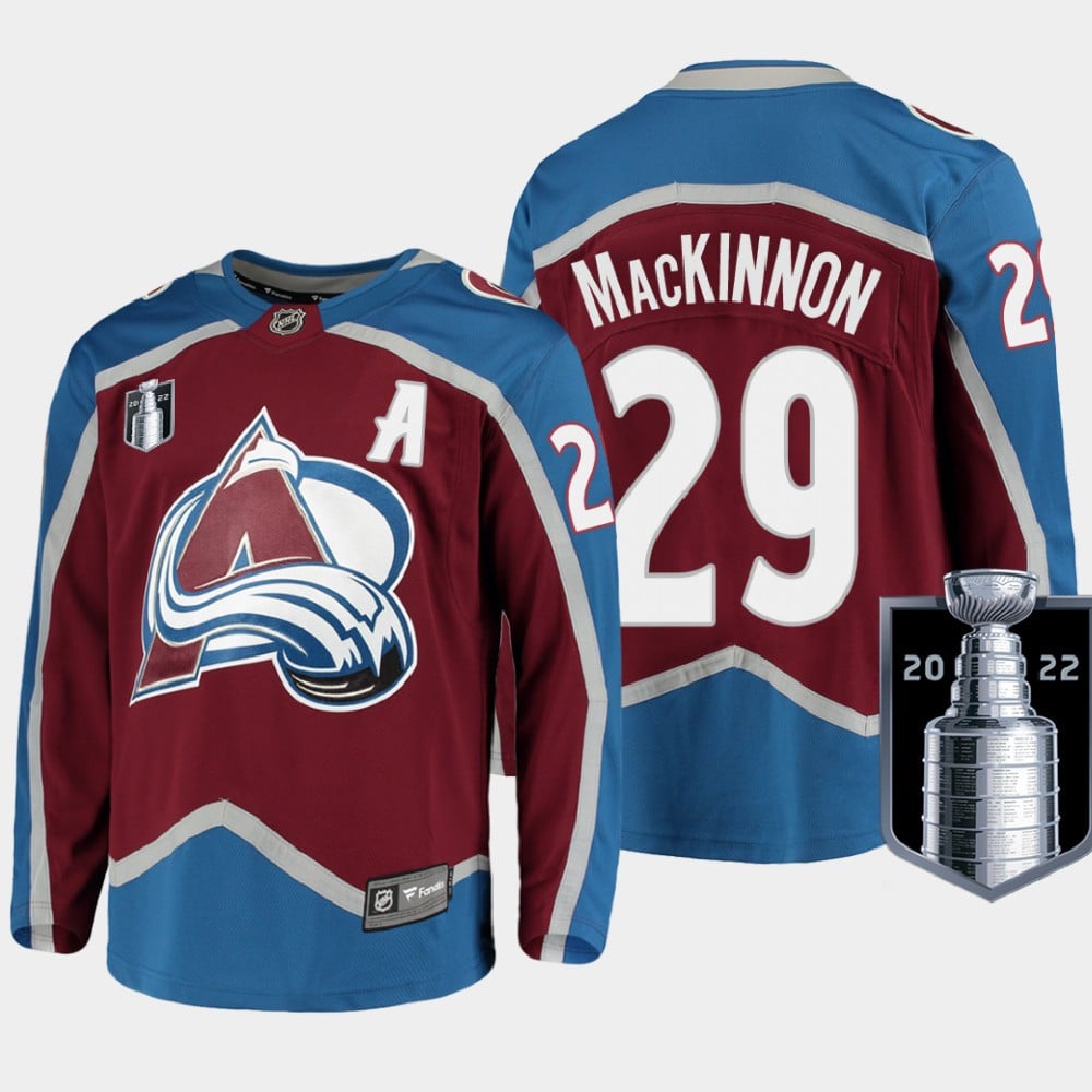 Colorado Avalanche 29 Nathan MacKinnon Stanley Cup Final Burgundy Equipment Home NHL Jersey Men's