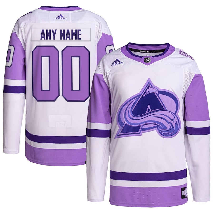 Colorado Avalanche Fights Cancer Primegreen Custom White/Purple NHL Jersey Men's