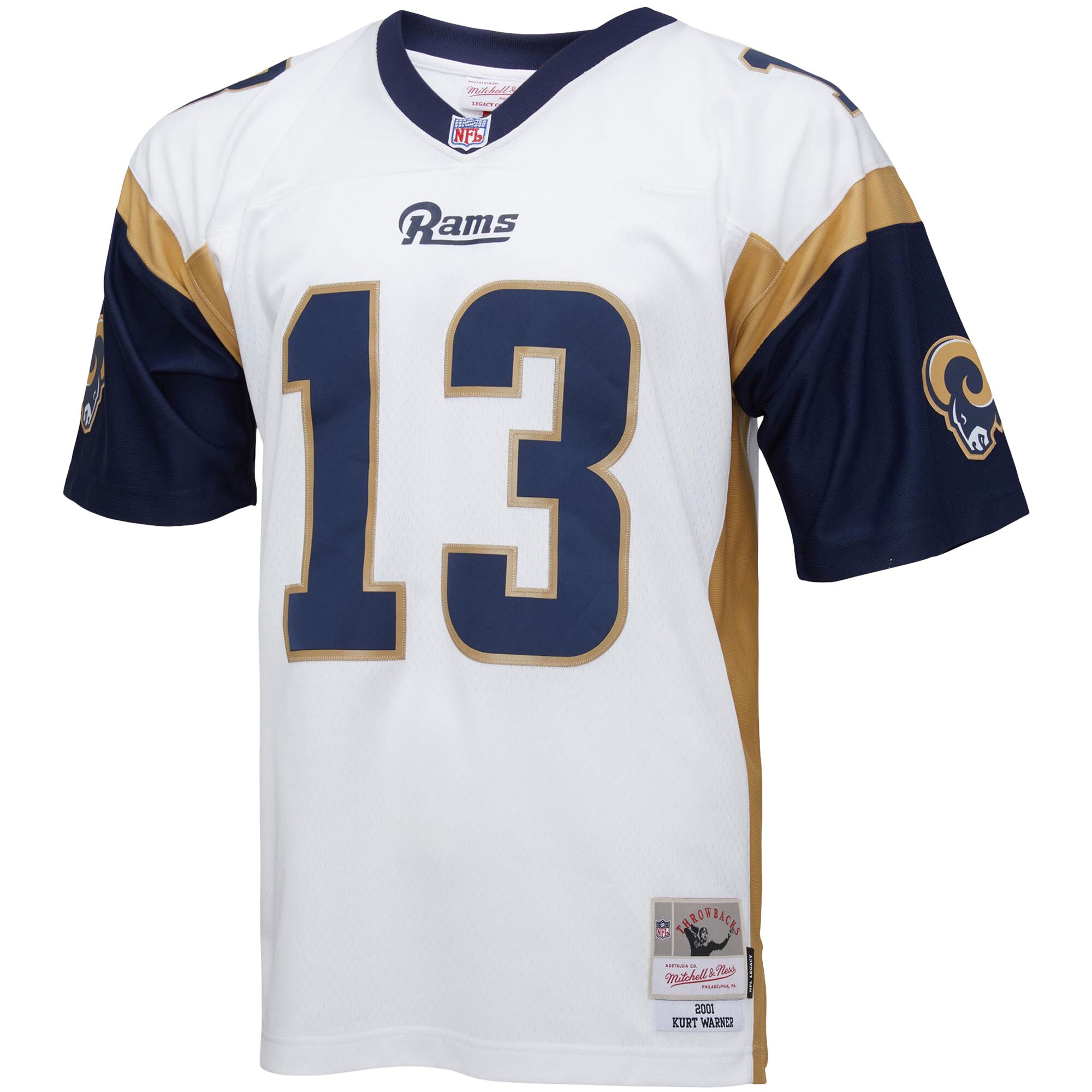 Los Angeles Rams Kurt Warner Mitchell Ness White Big Tall 2001 Retired Player NFL Jersey Men's