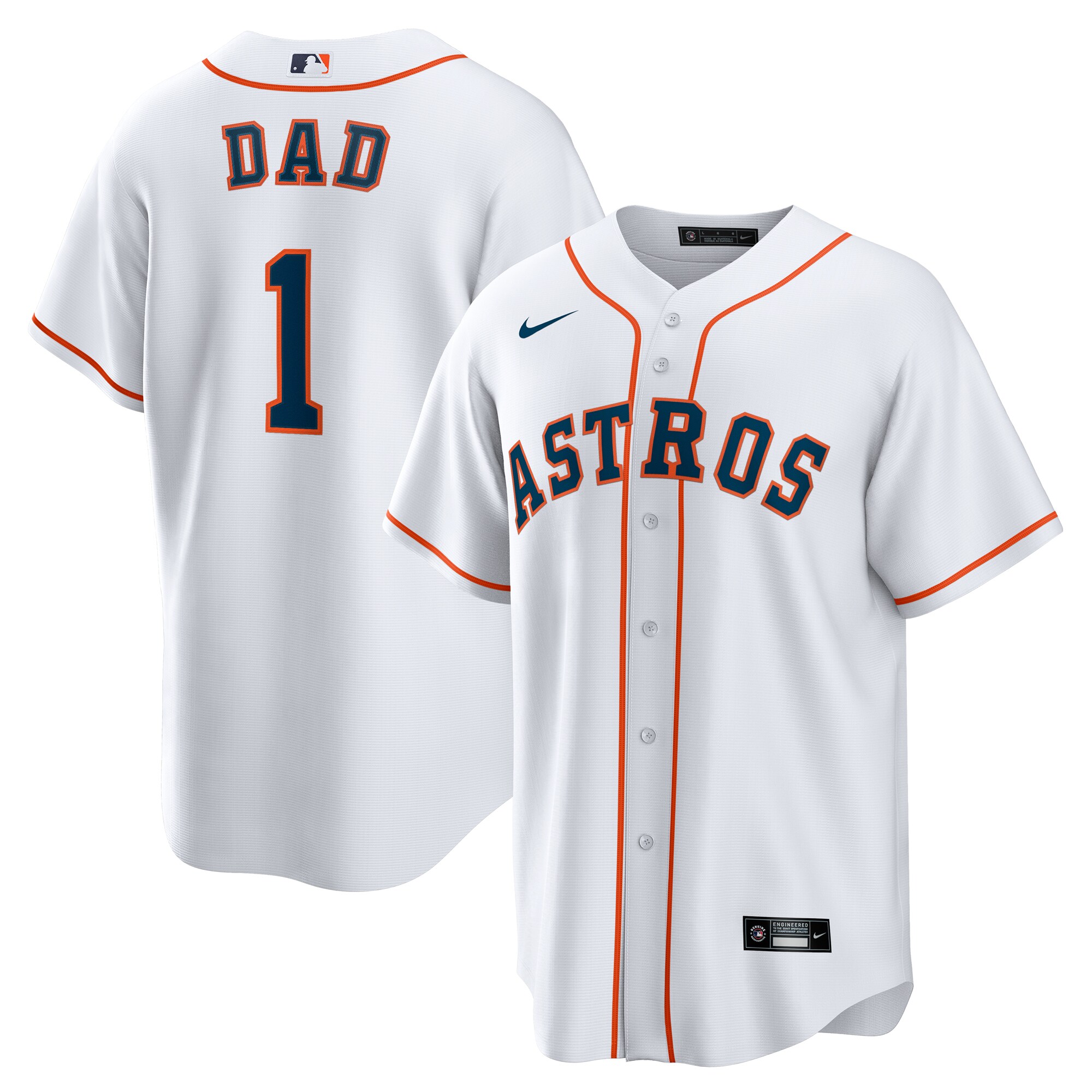 Houston Astros White #1 Dad Home MLB Jersey Men's