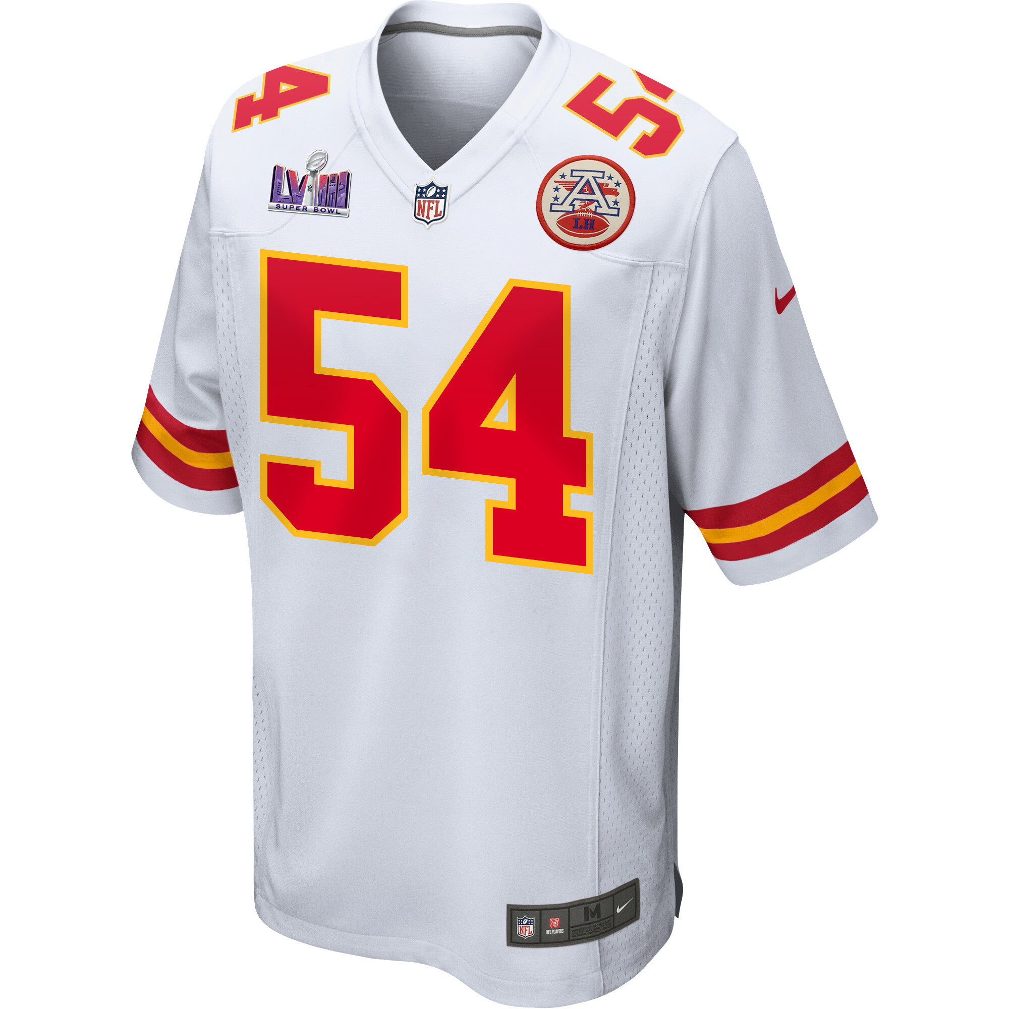 Leo Chenal 54 Kansas City Chiefs Super Bowl LVIII Patch Game White NFL Jersey Men's