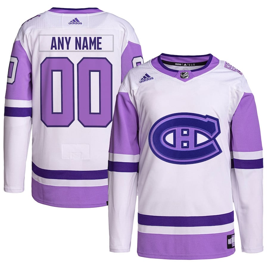 Montreal Canadiens Fights Cancer Primegreen Custom White/Purple NHL Jersey Men's