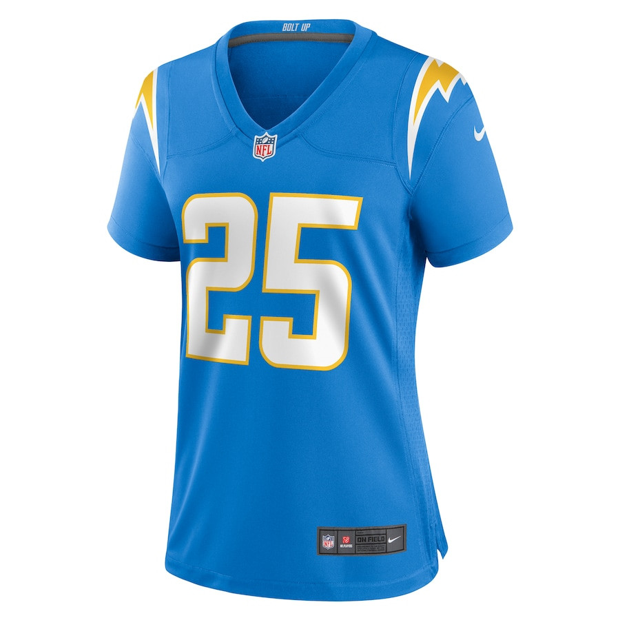 Junior Colson 25 Los Angeles Chargers Game Powder Blue NFL Jersey Women's