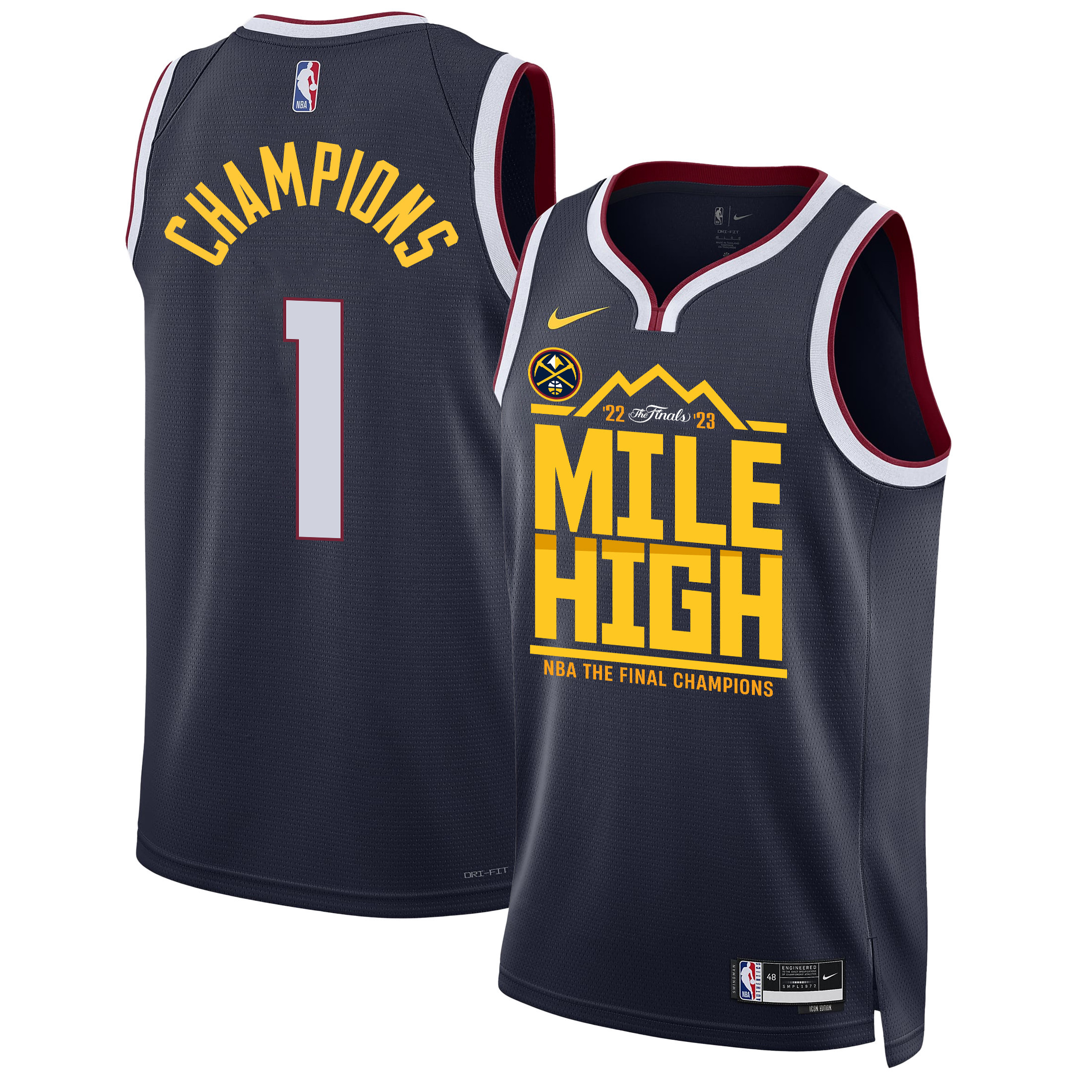 Denver Nuggets Mile High 2023 The Final Champions Golden Legacy Swingman Black NBA Jersey Men's