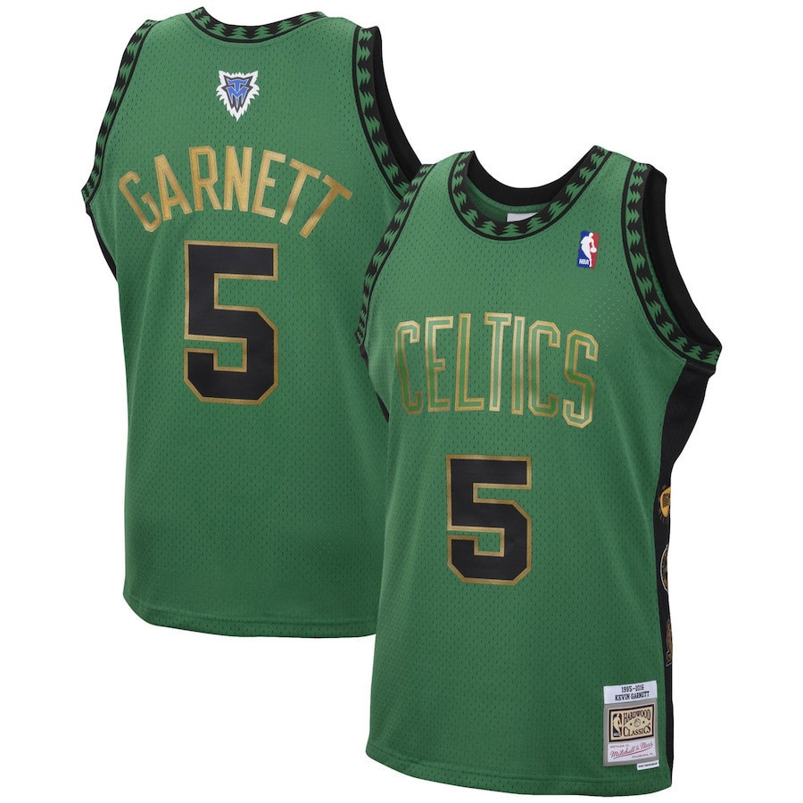 Boston Celtics Kevin Garnett 5 Hall of Fame Swingman By Mitchell Ness Green NBA Jersey Men's