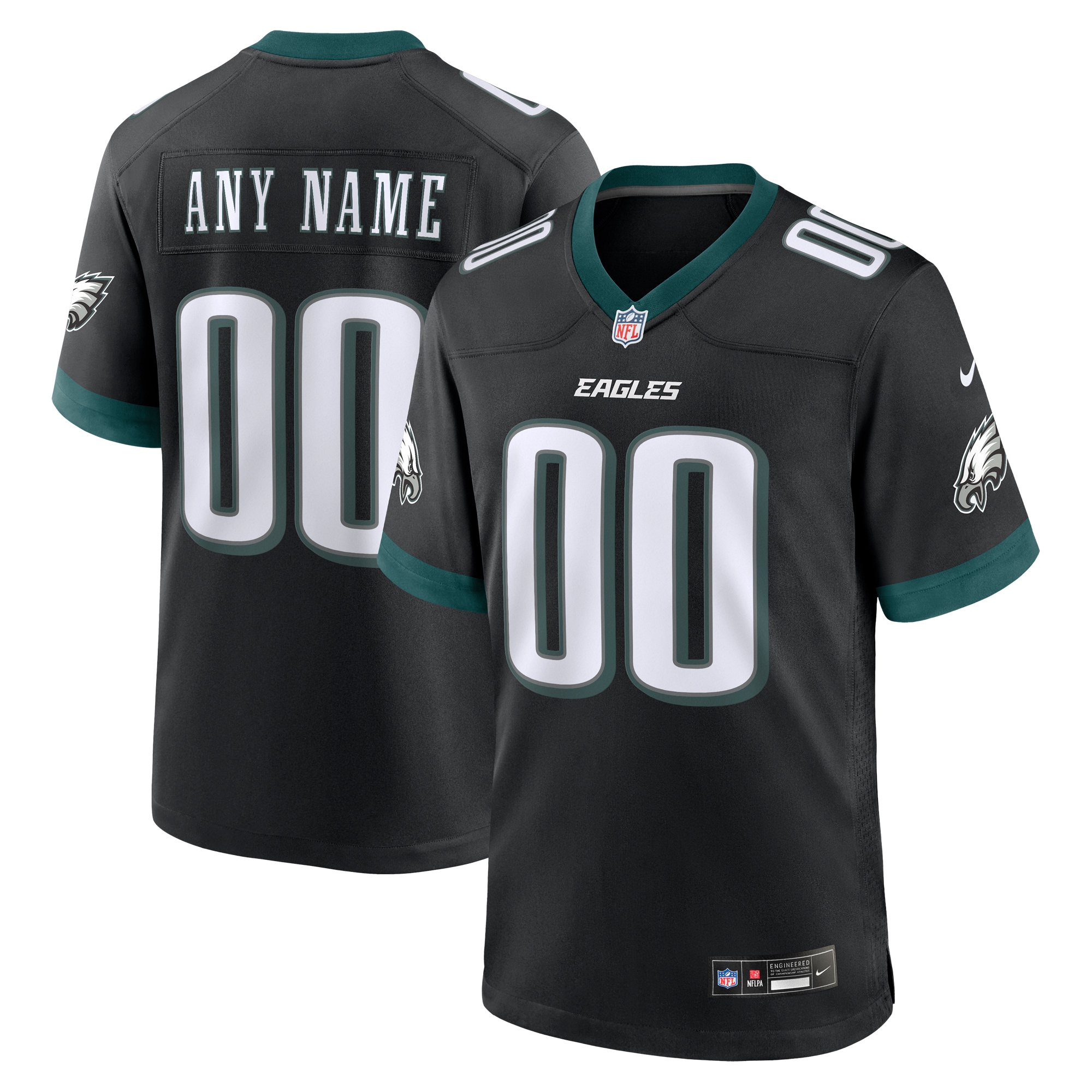 Philadelphia Eagles Black Alternate Custom Game NFL Jersey Men's