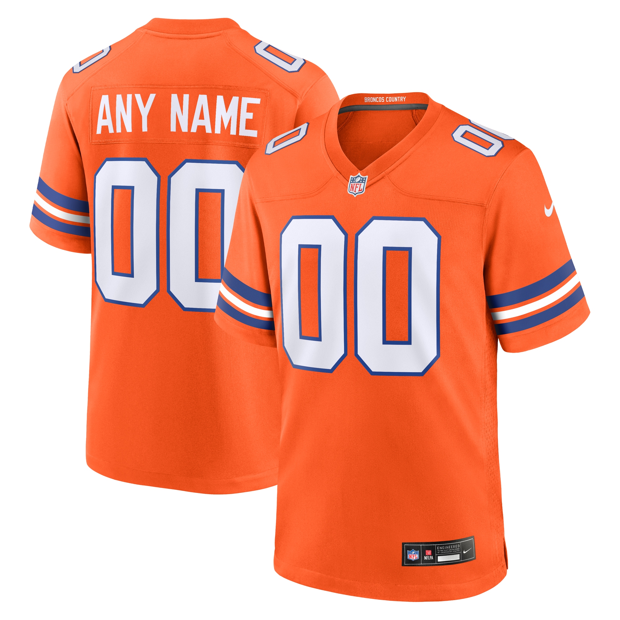 Denver Broncos Orange 2nd Alternate Custom NFL Jersey Youth