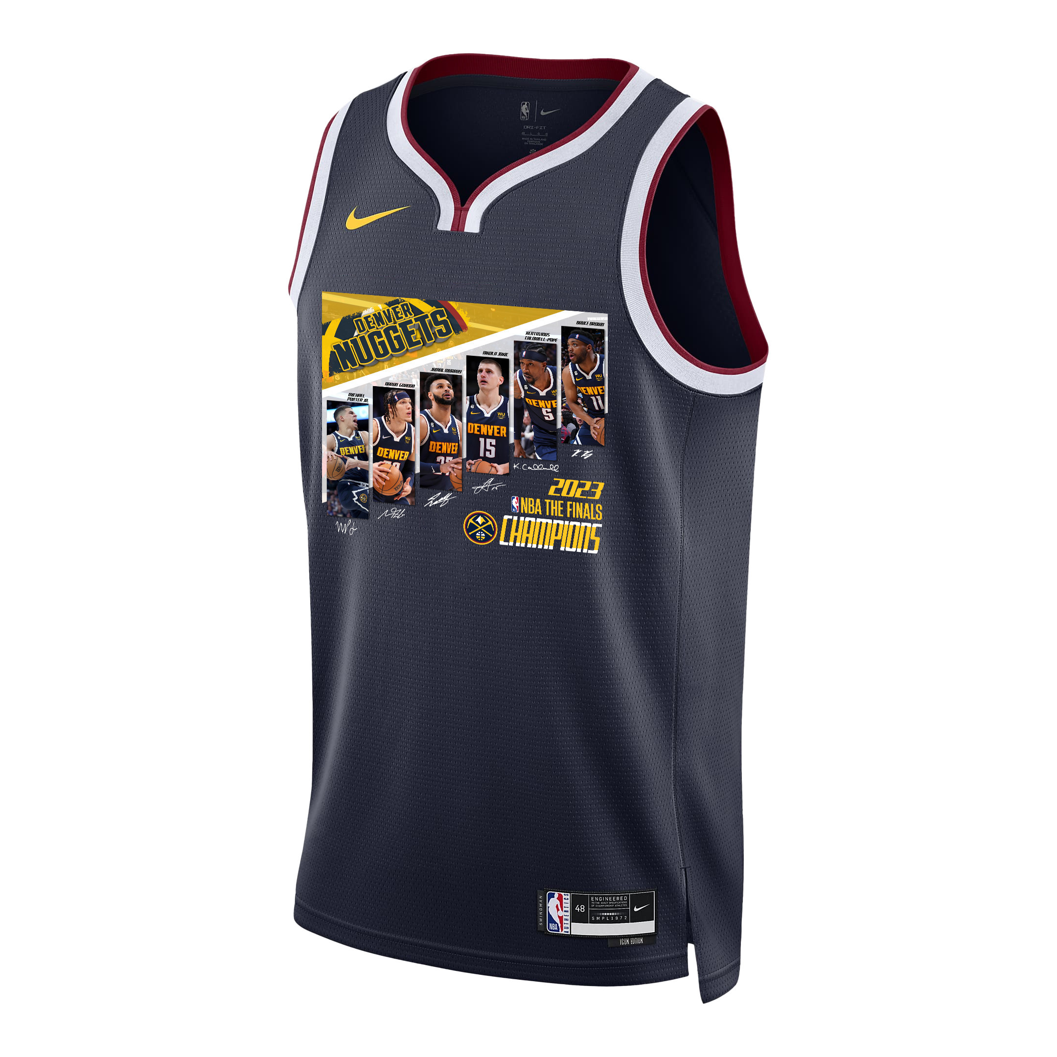 Denver Nuggets 2023 Championship Journey Players Signatures Swingman Black NBA Jersey Men's