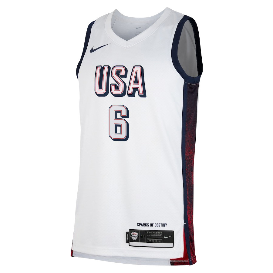 LeBron James 6 King James USA Unisex 2024 Swingman Player White NBA Jersey Unisex