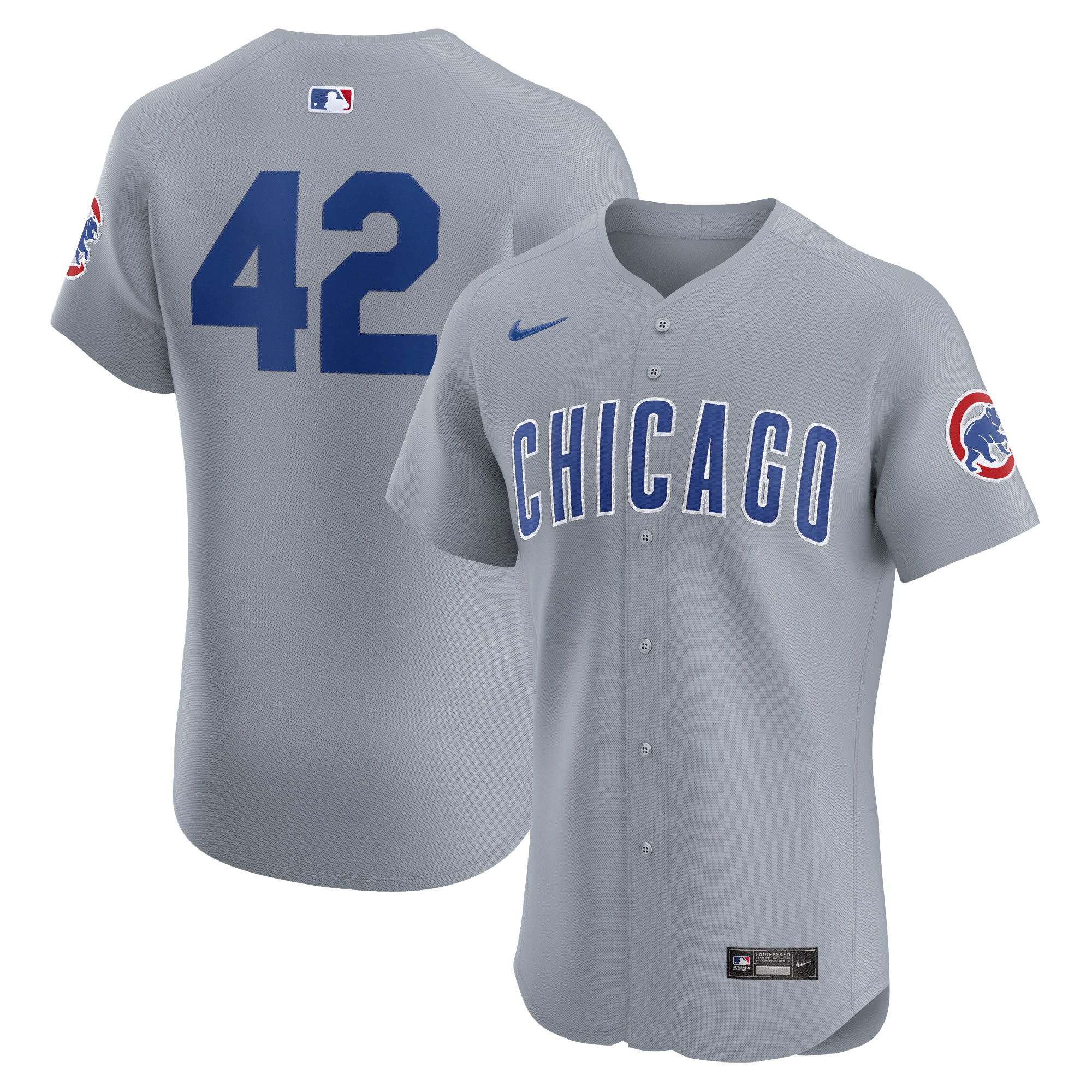 Chicago Cubs Gray Road 2024 Jackie Robinson Day Elite MLB Jersey Men's